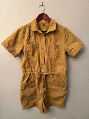 Old Navy Women’s Utility Short-Sleeve Shorts Jumpsuit Romper in Mustard Sz Med